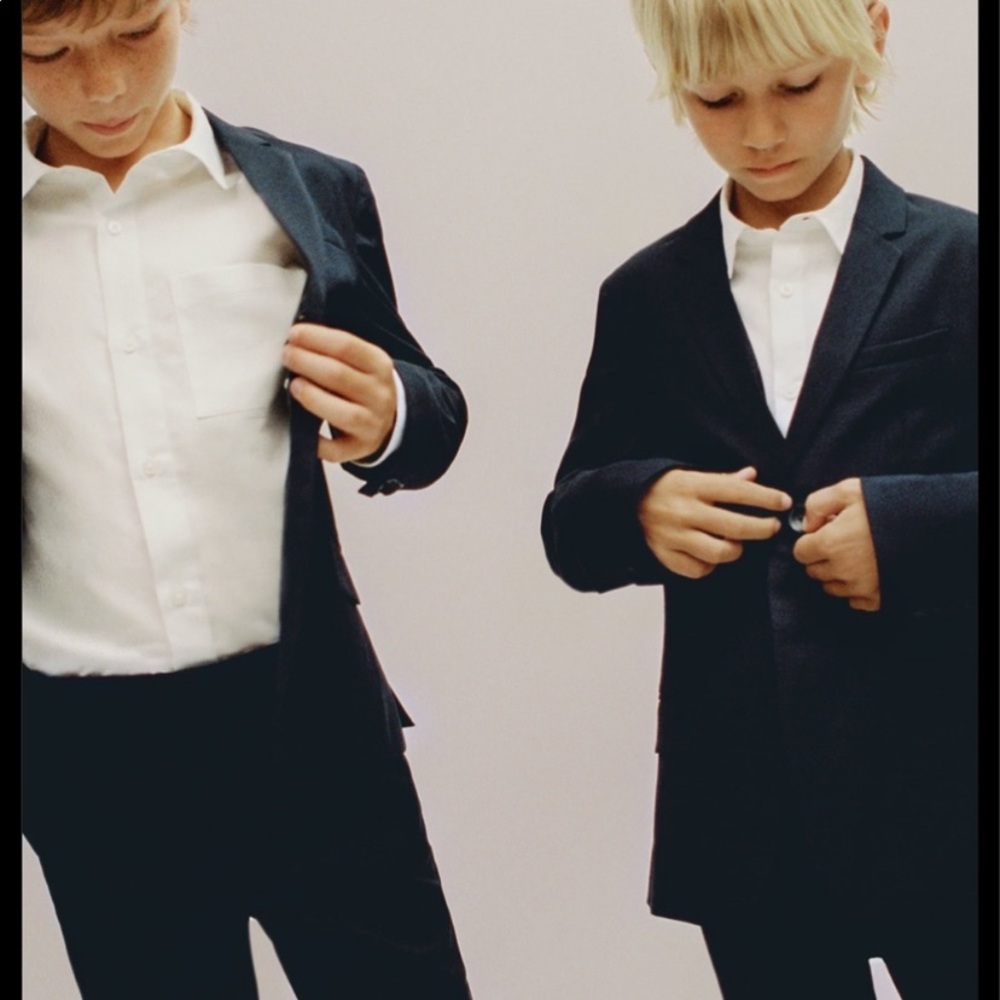 Zara Boys navy wool blazer tailored fit